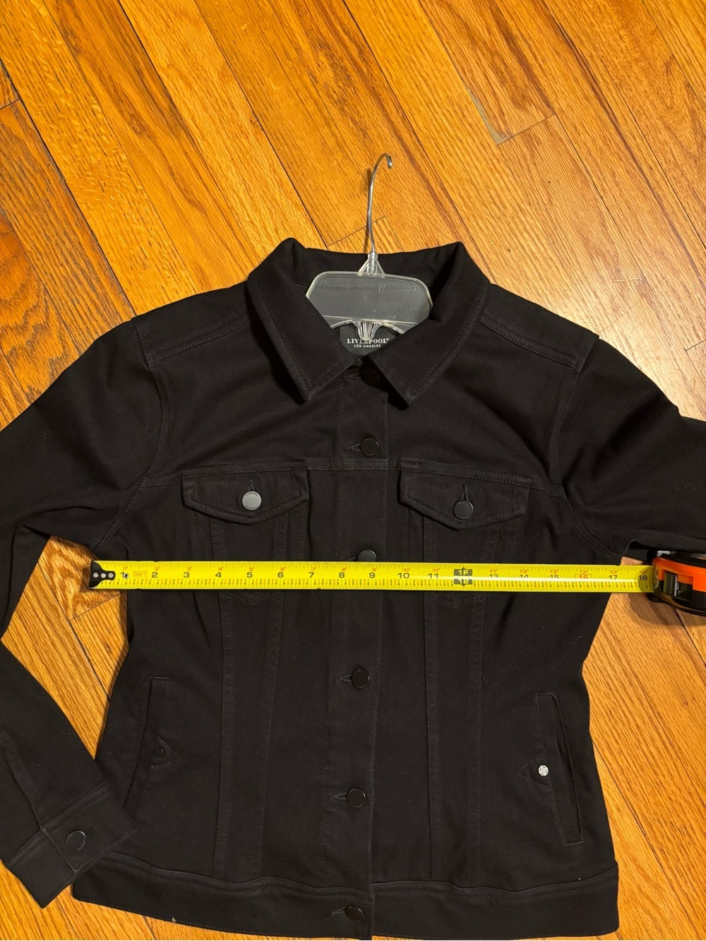 Liverpool Black Women's Button-Front Jean Jacket - Picture 8 of 14